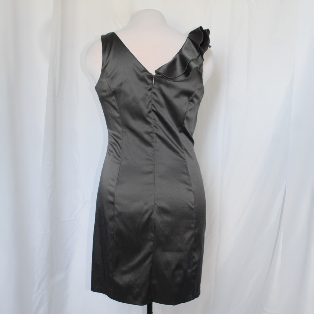 Charcoal Gray Ruched & Ruffled Dress - Picture 3 of 5